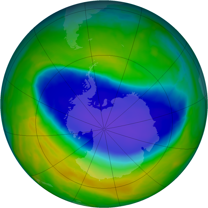 Antarctic ozone map for 26 October 2008